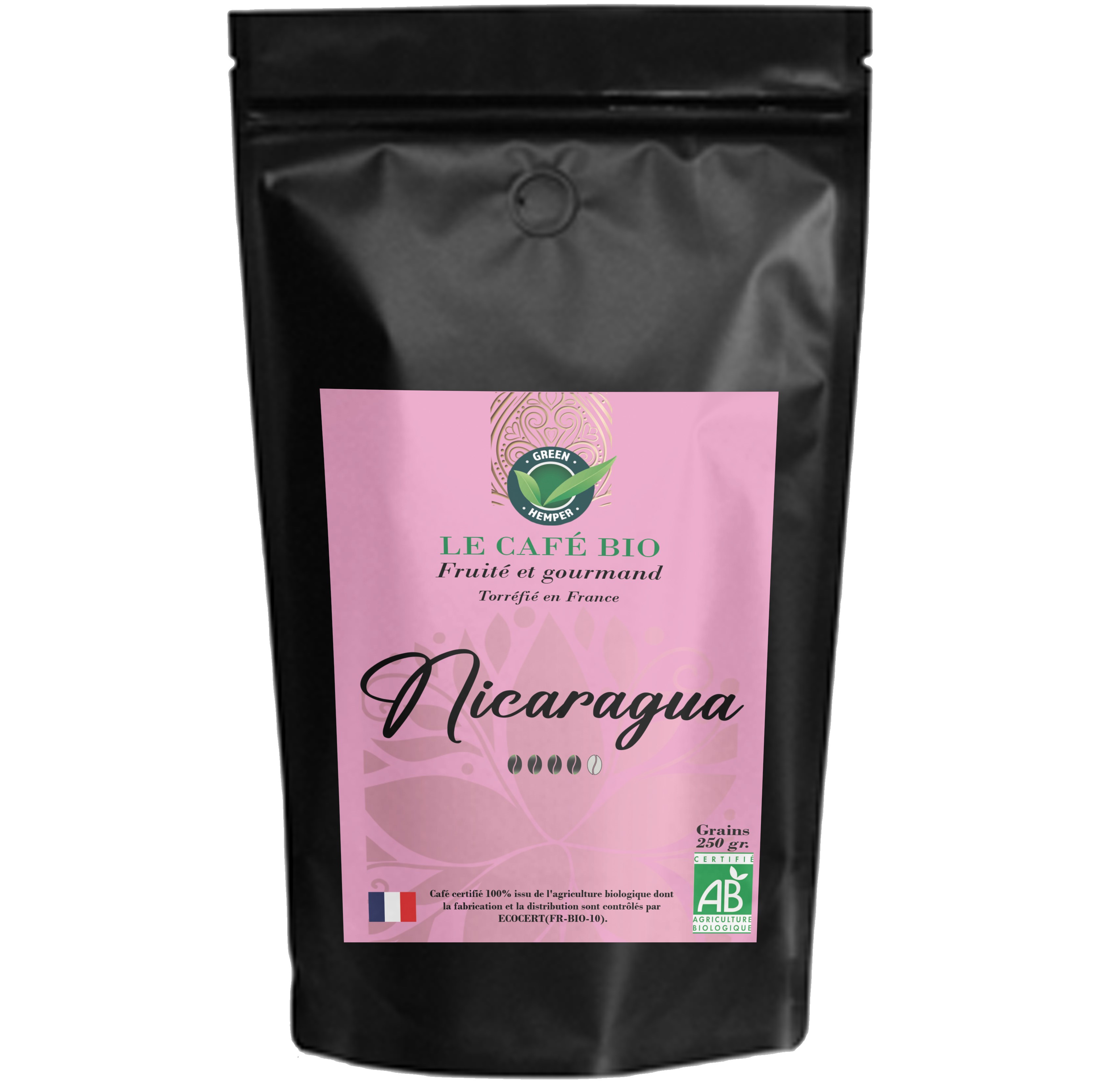 Café bio en grains Nicaragua - 250 grammes
