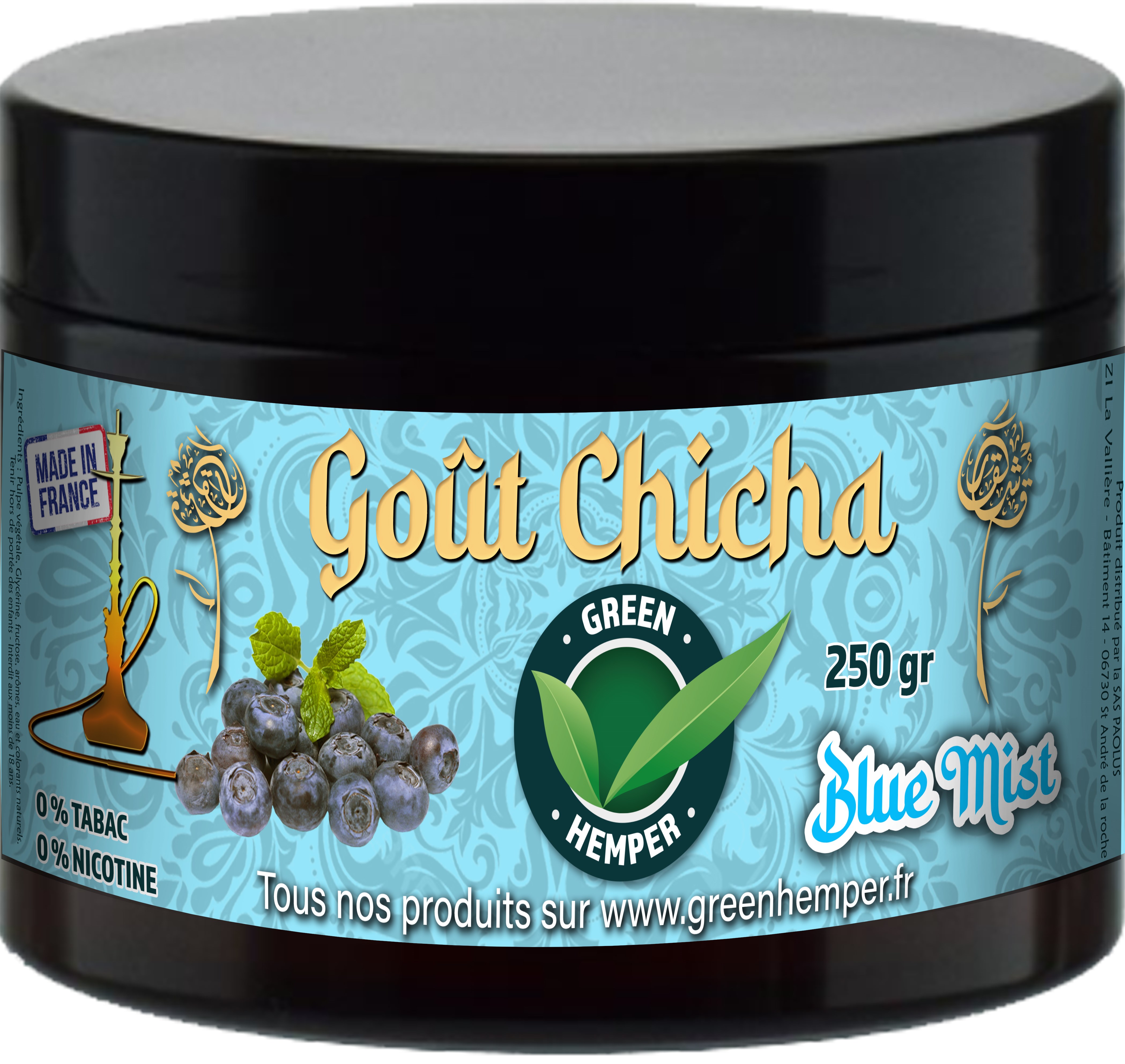 Goût chicha parfum Blue Mist - 250 Gr 