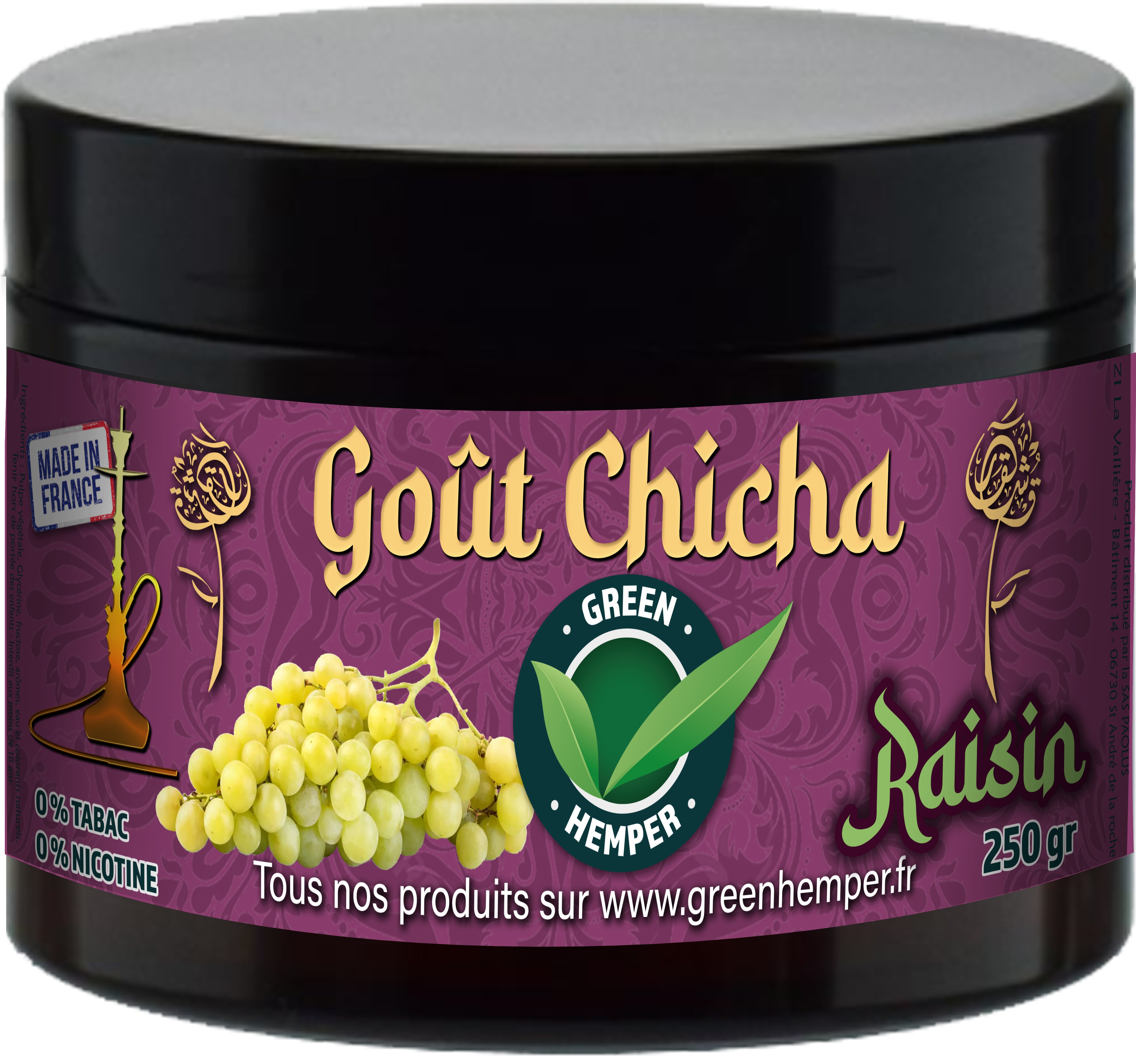 Goût chicha parfum Raisin - 250 Gr 
